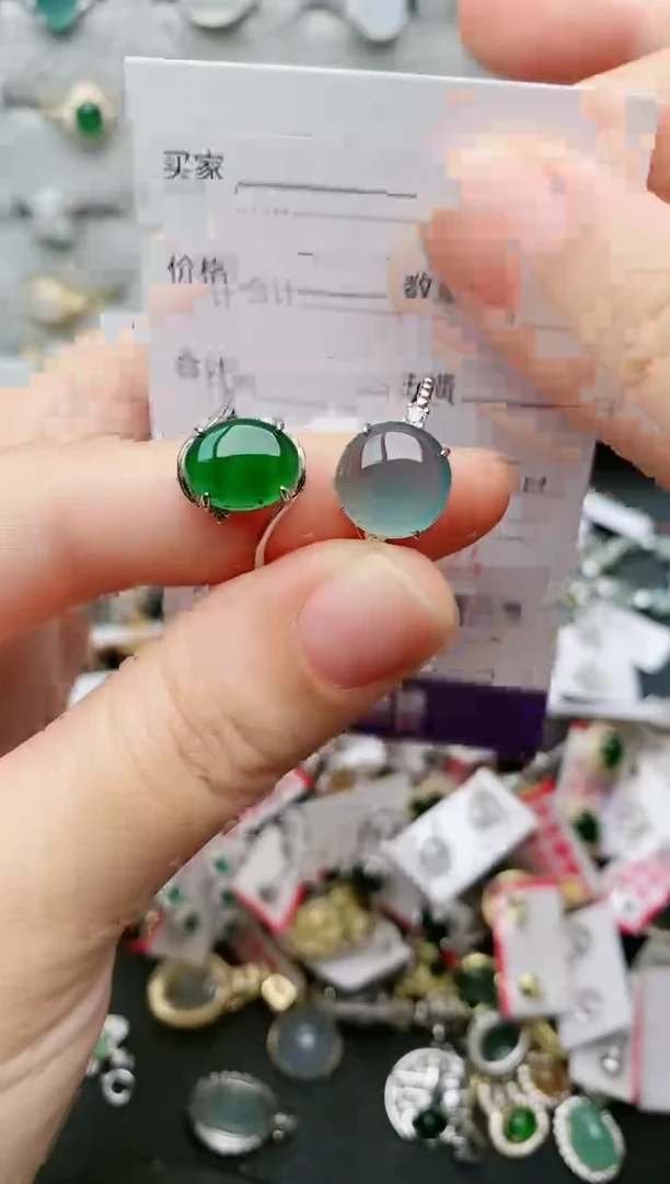 翡翠戒指银S925镶嵌9624