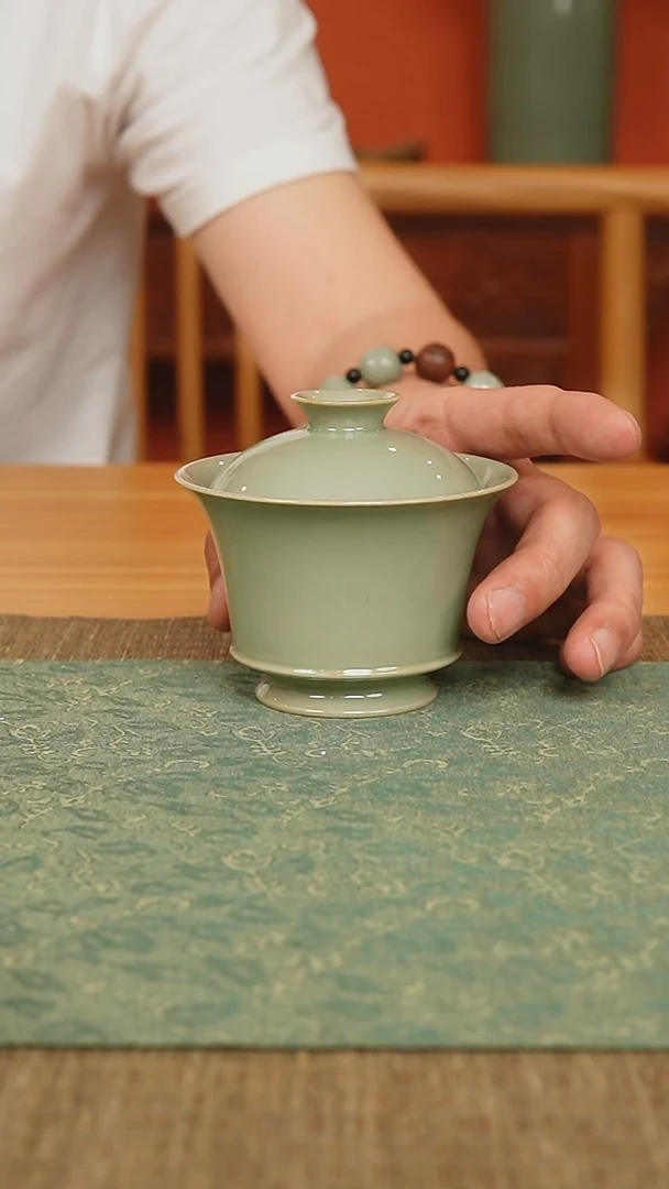 杯越窑秘色瓷二才盖碗特价款