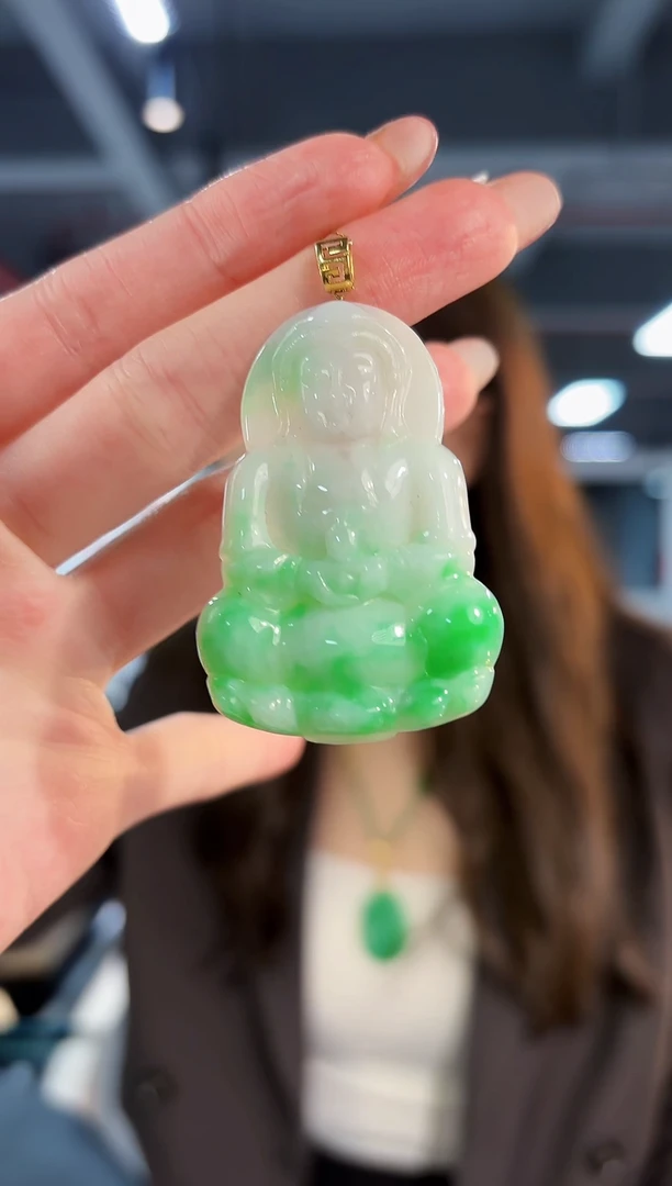 【闪购商品】翡翠颈饰18K金镶嵌缅料A货/支持复检/一件