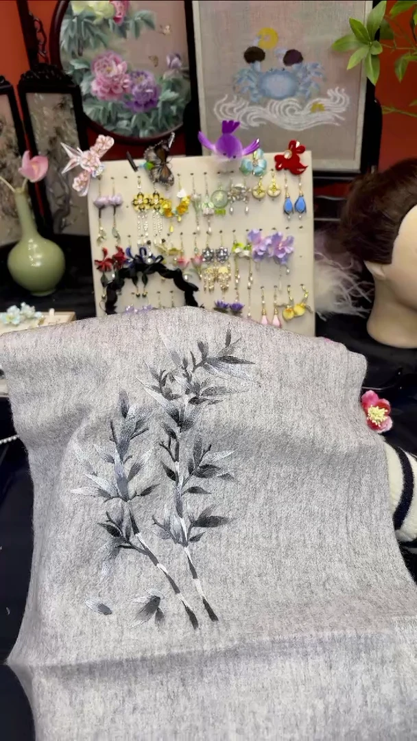 刺绣园*非遗绒花苏绣饰品