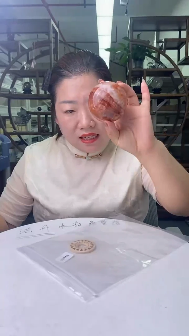 水晶珠宝半成品未镶嵌红胶花球D162