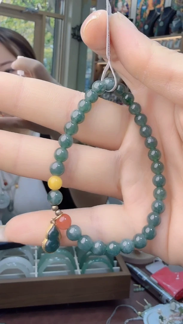 银S925镀金镶嵌手串翡翠单圈