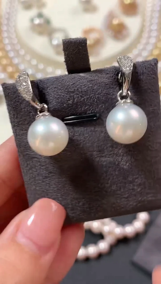 18K金镶嵌耳饰海水珍珠q96