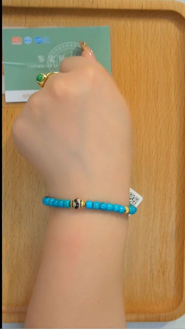 银S925镶嵌绿松石手链发货一件