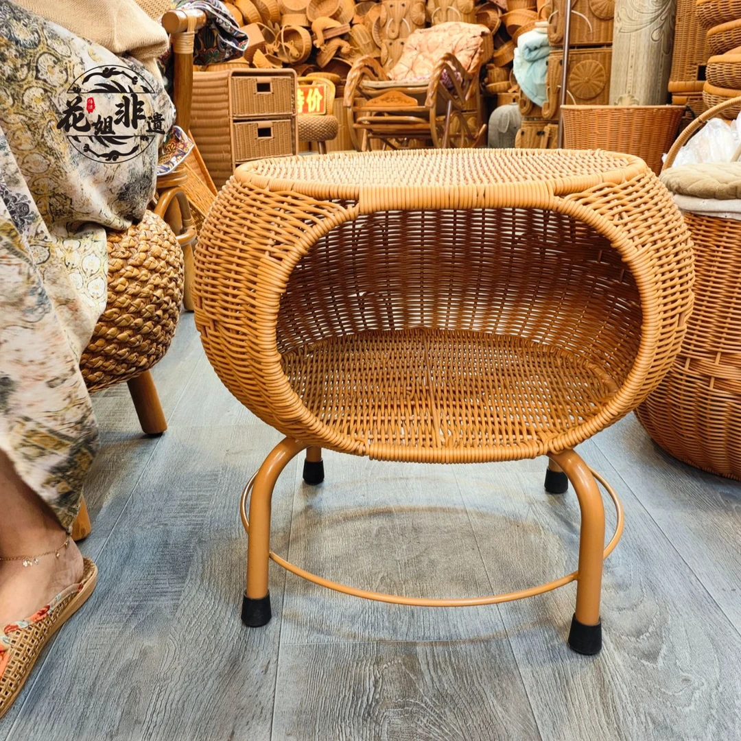 G111手工编织收纳凳换鞋凳茶凳40*40