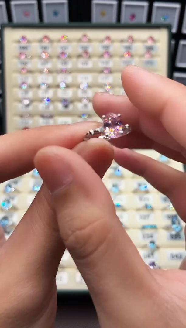 戒指彩色蓝宝石银S925镶嵌1111