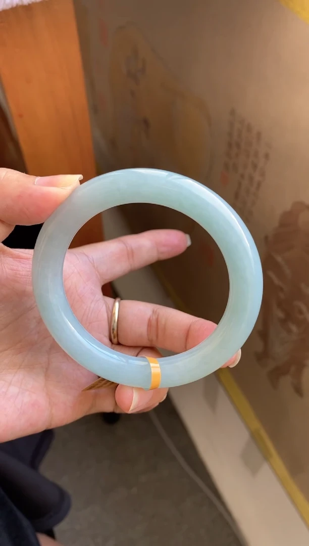 未镶嵌手镯翡翠（巨巨巨推荐）特色满圈冰胶天蓝绿圆条26号