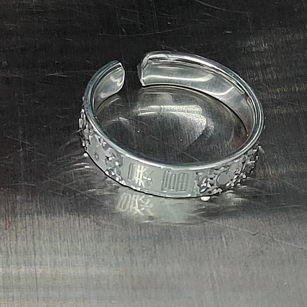 足银戒指 足银999暴富碎冰冰戒指 （开口）