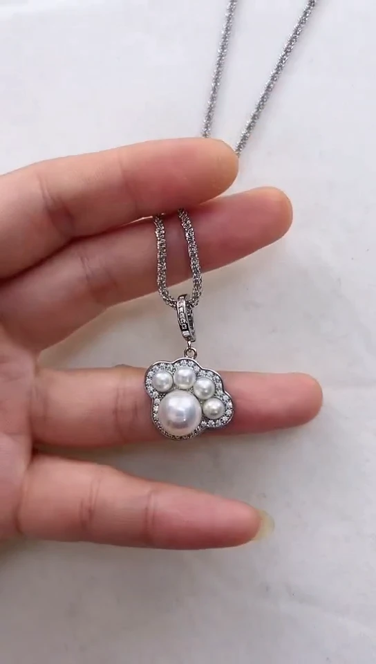 【闪购商品】淡水珍珠颈饰合金银色猫爪子
