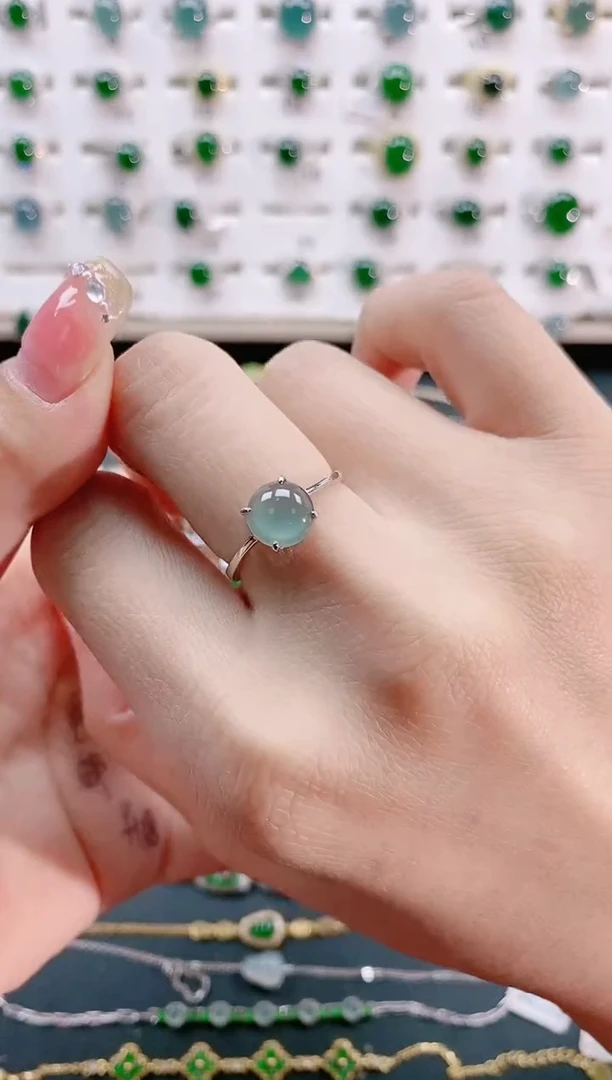 【闪购商品】翡翠戒指银S925镶嵌天然翡翠