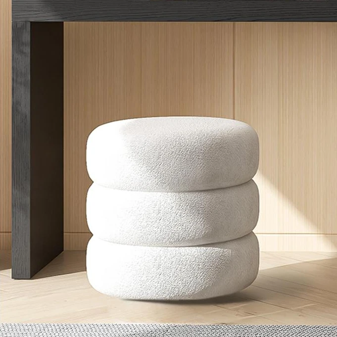 【实木化妆凳】轻奢意式梳妆台妆凳椅子弧形羊羔绒圆凳