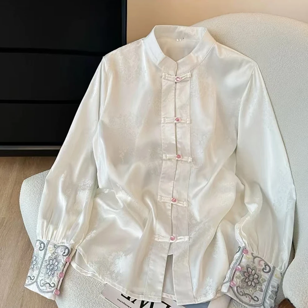 2116含苞欲放中国风长袖古风重工刺绣衬衫