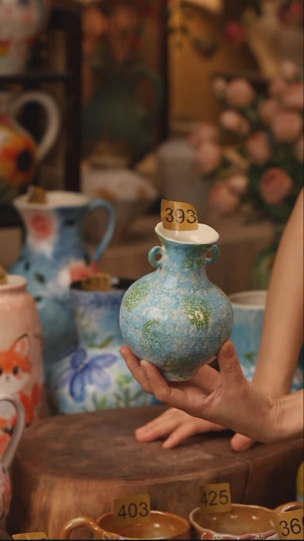 陶瓷393景德镇设计师手作花器摆件侘寂风