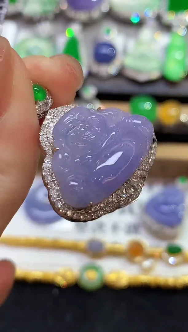 吊坠(不含链)18K金镶嵌翡翠SF