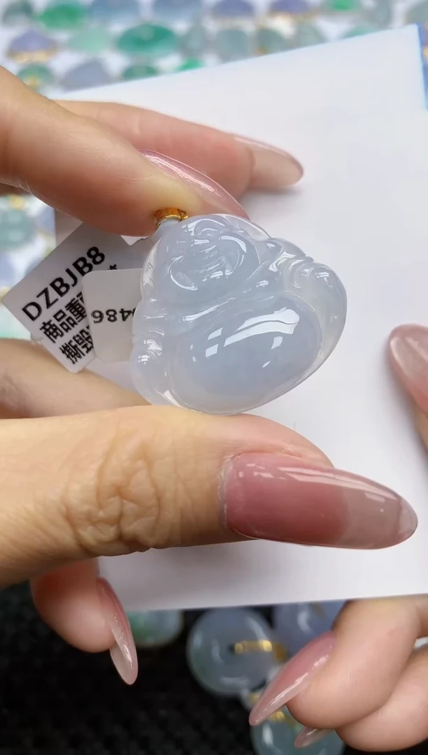 【闪购商品】翡翠挂件18K金镶嵌天然翡翠A货