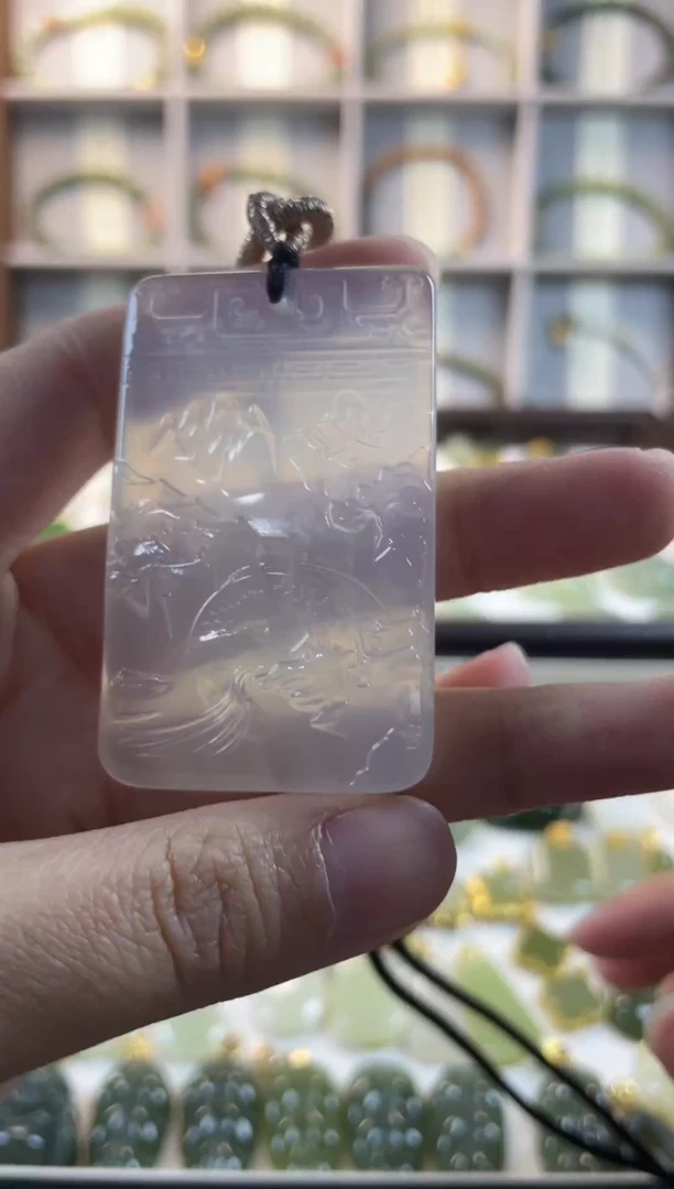 未镶嵌吊坠(不含链)玛瑙/玉髓山水牌