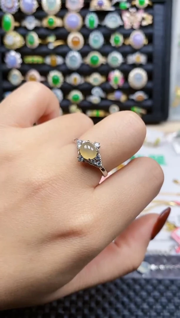 银S925镶嵌戒指翡翠276