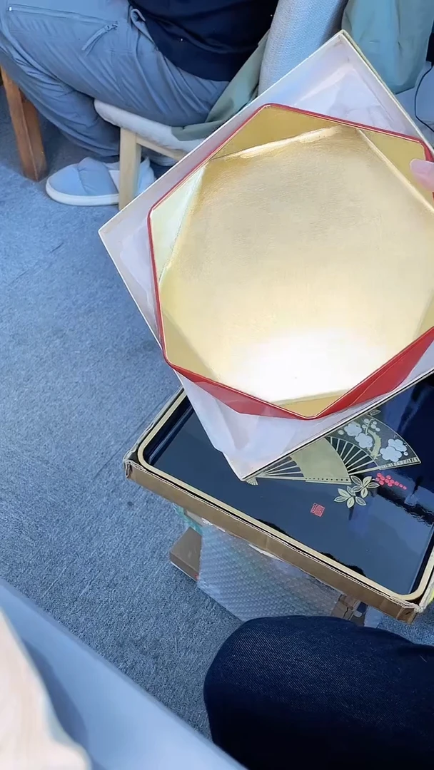 【闪购商品】盘日产金箔实木盘（微瑕）