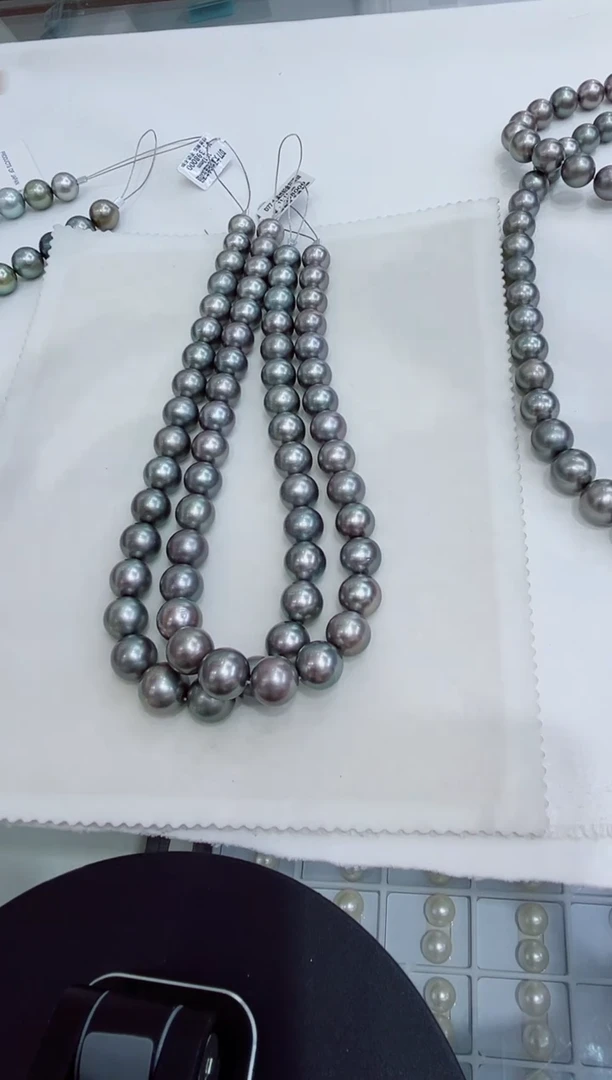 未镶嵌淡水珍珠项链铂金灰11-13定99不退换总9800