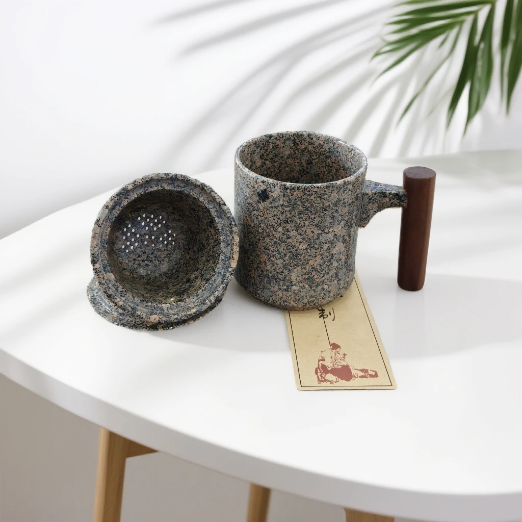 麦饭石水杯 茶水分离杯 带茶漏杯