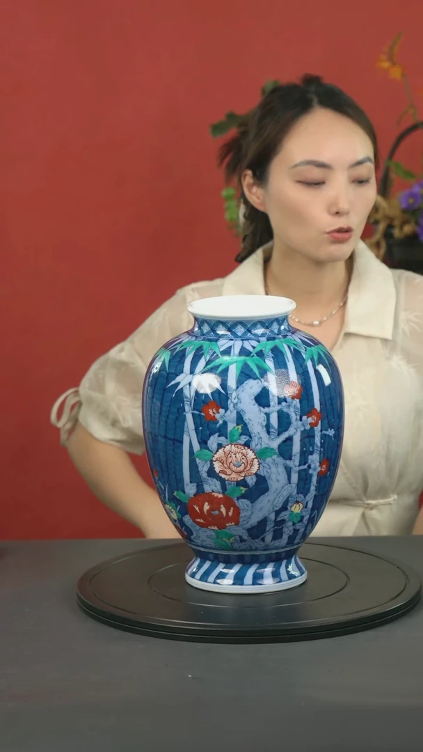木盒 日本花瓶锅岛烧 第一次用 33cm