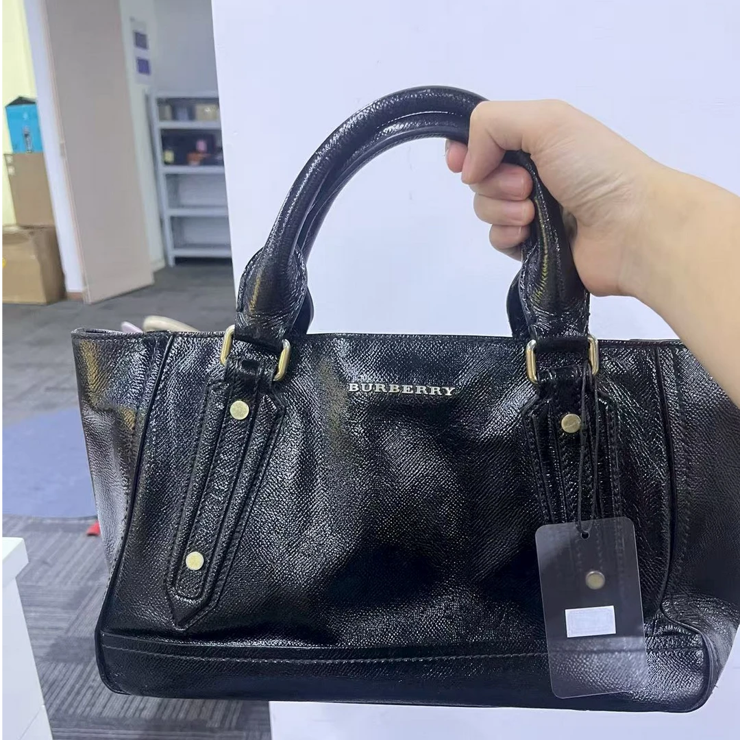 95新 BURBERRY/博柏利  黑色 皮革手提斜挎包【静文】BGC201290033