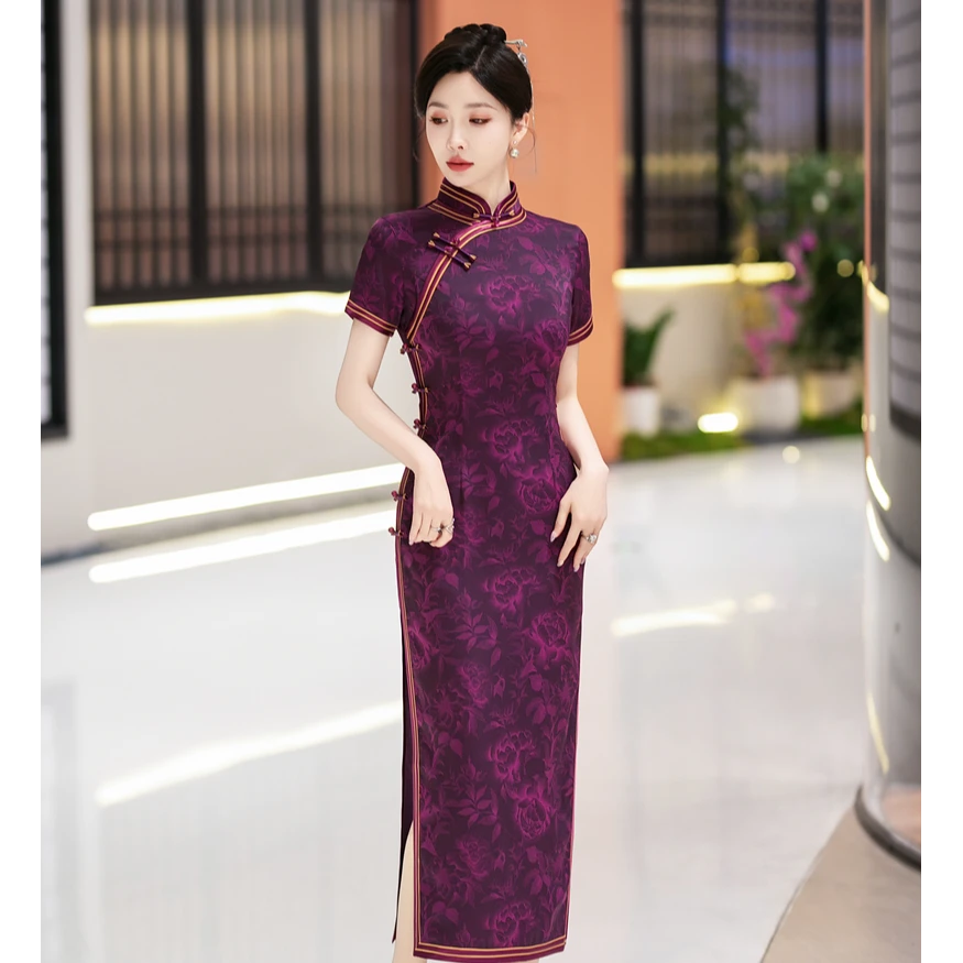 2025新款 中国风旗袍重工缝制长款复古民国风 5564