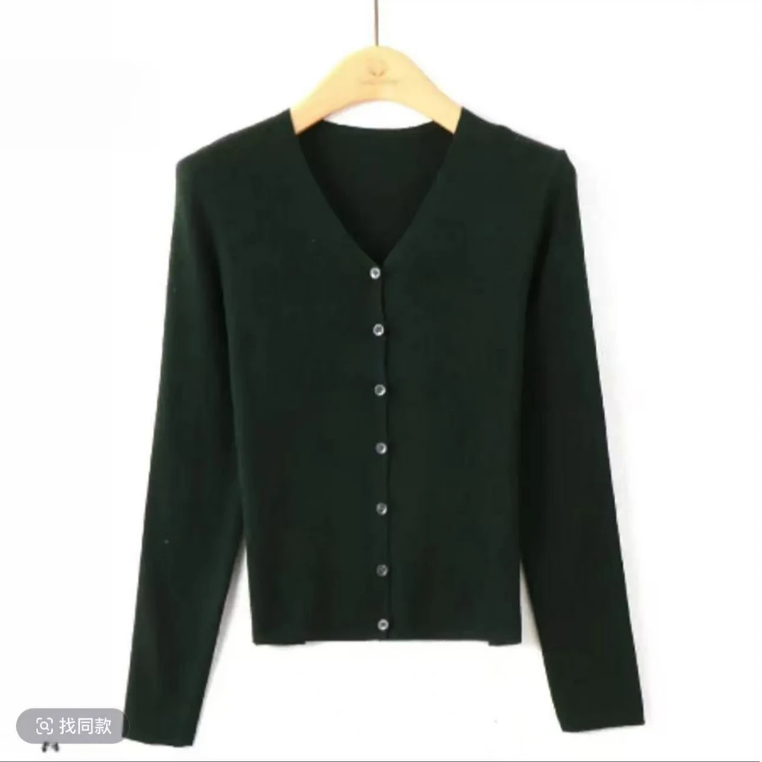 迈2】法式长袖针织开衫春季新款外套毛衣女宽松上衣