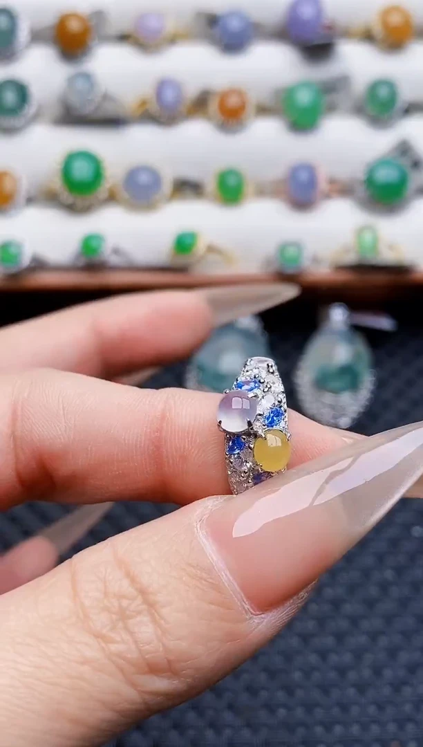 银S925镶嵌戒指翡翠4102