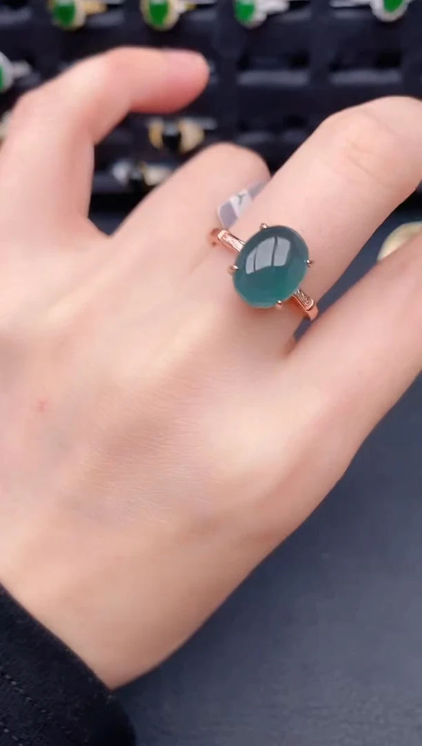 银S925镶嵌戒指翡翠天然a货翡翠90
