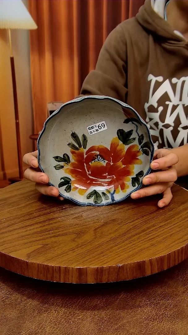 摆件陶微瑕，冰裂，小包，景德镇手工手绘釉下彩陶瓷