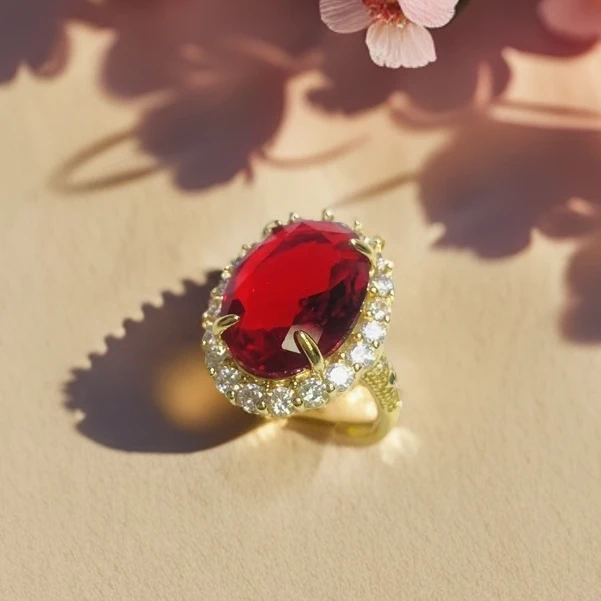 精美豪镶戒指 女士红宝石戒指A88合成/培育 活口可调节多样性发货