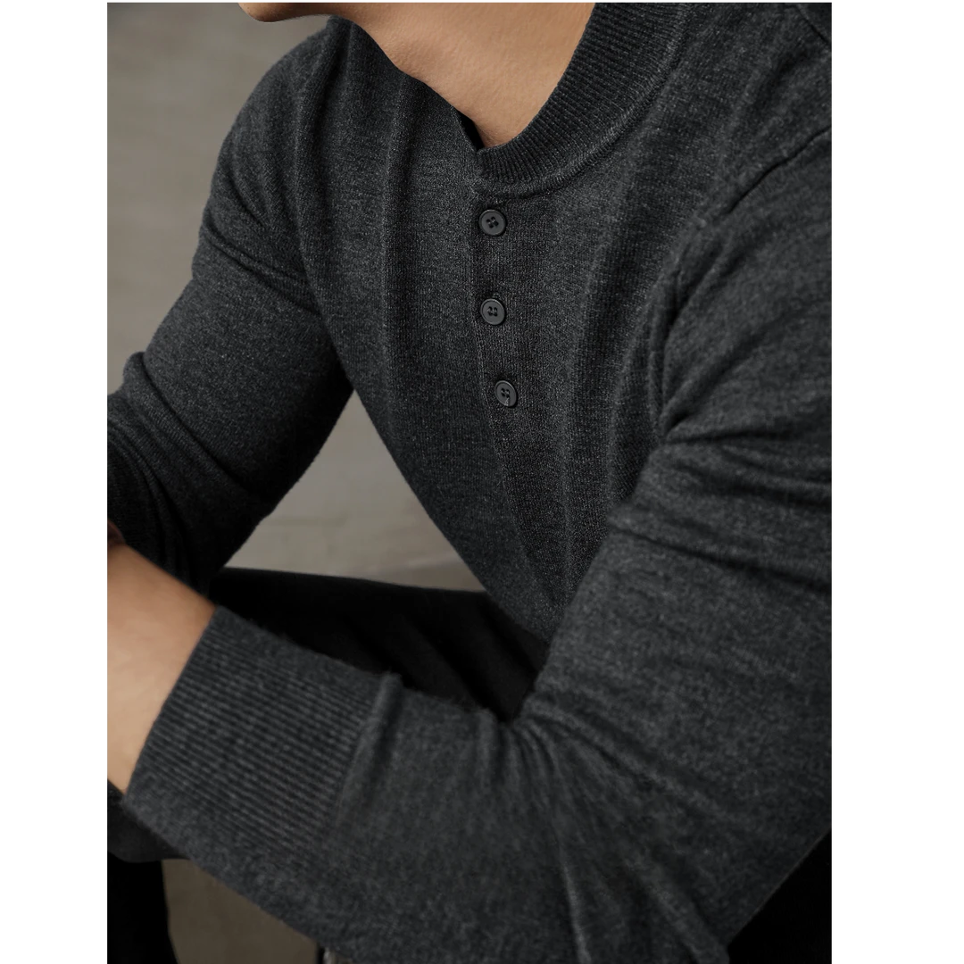 普卡夕赫亨利领针织毛衣立领圆领半高领纯色长袖男士针织衫秋冬