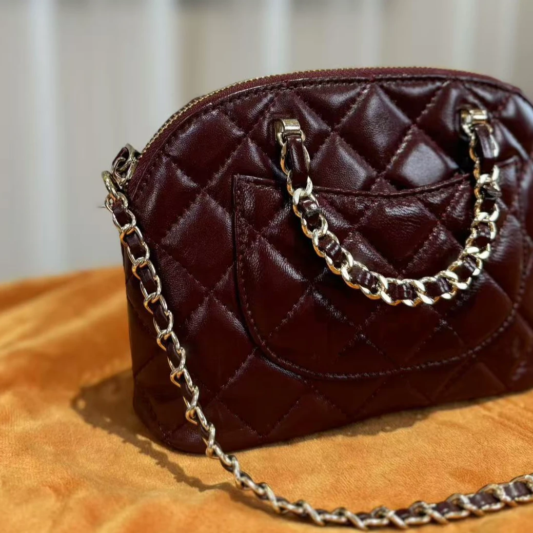 HIRMRIS手工真皮包550701-安可拉红   菱格双手提24B