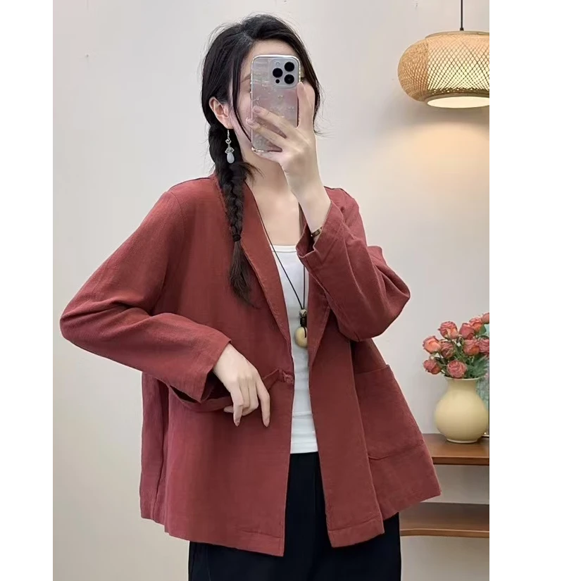 【橘猫美依】高端苎麻小西装女上衣时尚百搭洋气外套68265