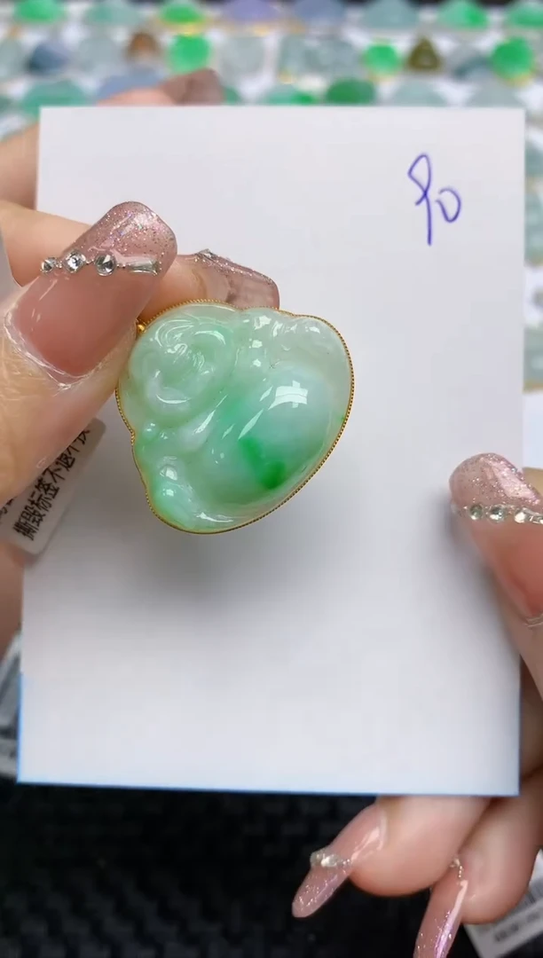 【闪购商品】翡翠颈饰18K金镶嵌天然A货翡翠 90