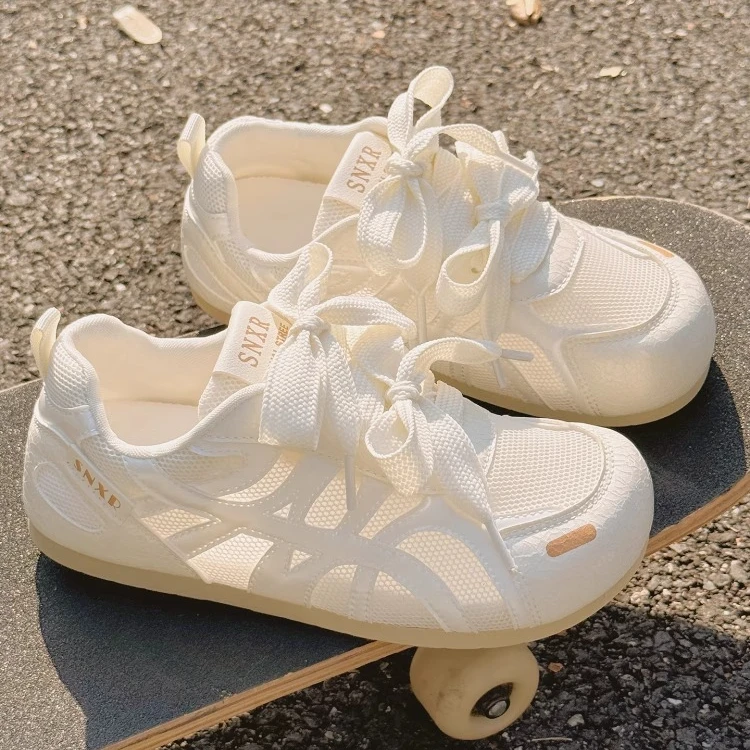 三福透气网面女鞋夏季小白鞋女百搭小众配裙子鞋子休闲德训板鞋女