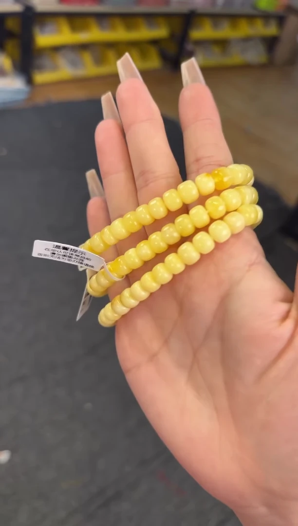 未镶嵌蜜蜡手链7mm精工白花蜜蜡桶多样性发其一