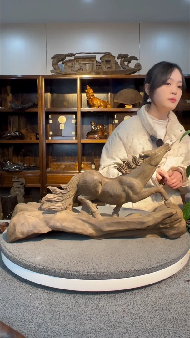 【闪购商品】金丝楠木雕马到功成