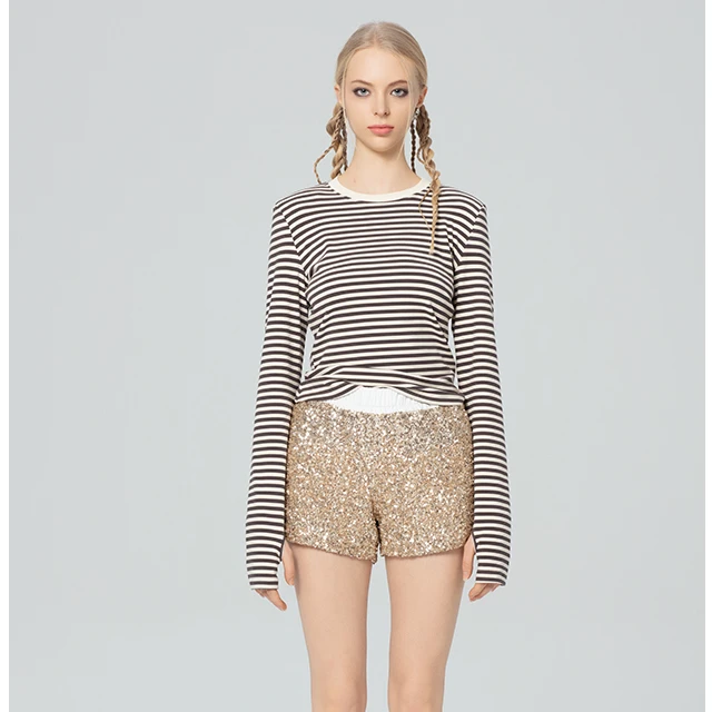 Miss Libra 25SS春夏撞色领口针织条纹打底衫25SS-T018