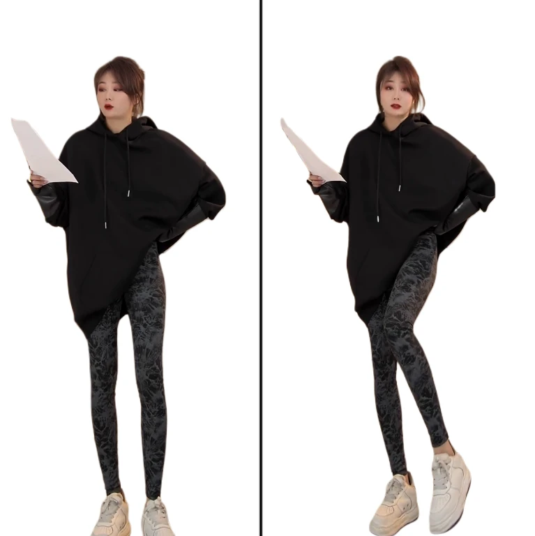 小韩日记【欧感芭比】芭比裤大码瑜伽紧身外穿弹力春款迷彩1501