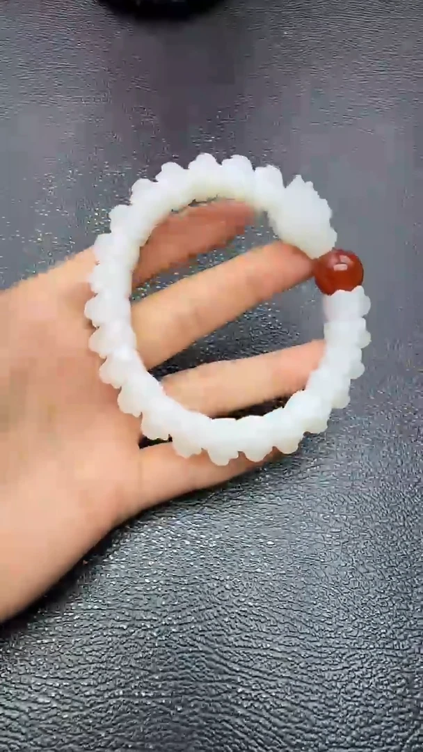 未镶嵌手串和田玉白玉龙骨精品手串