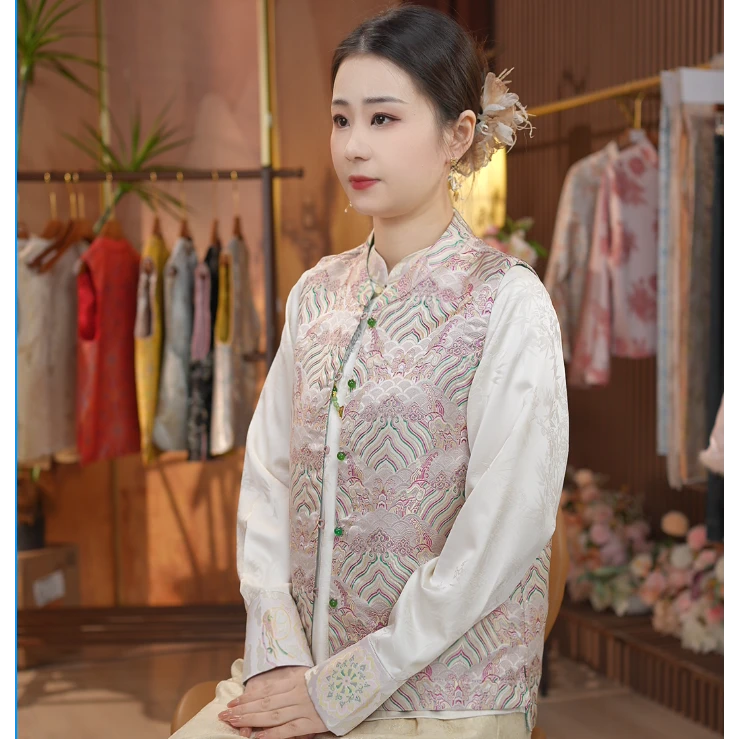 【静海】春夏中式印花百搭双面穿静海马甲