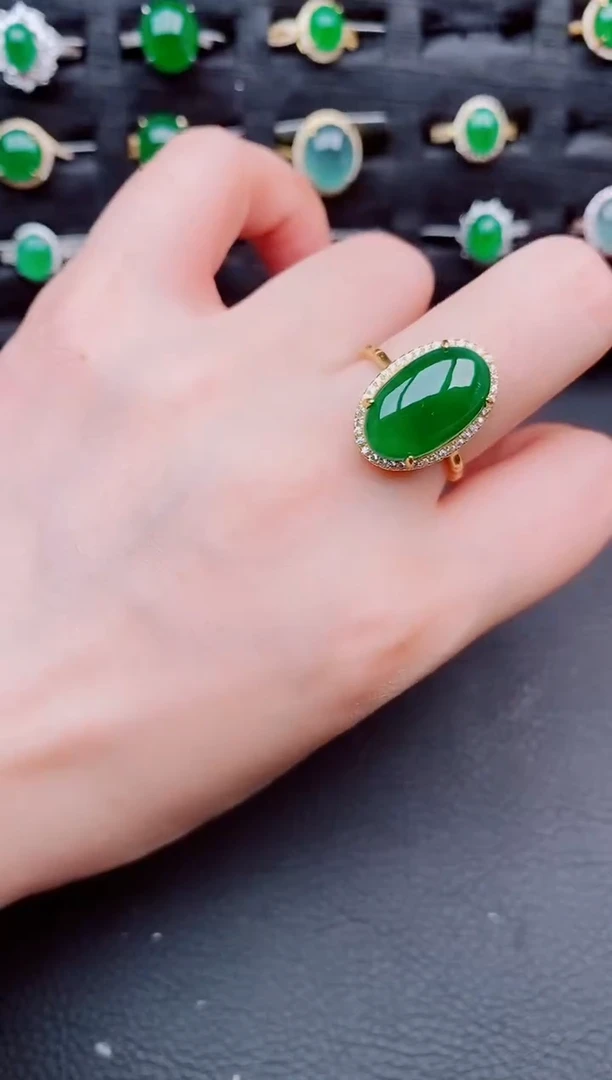 翡翠戒指银S925镶嵌天然a货翡翠180
