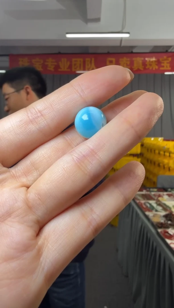 未镶嵌针钠钙石（海纹石）吊坠(不含链)约13mm海纹石圆珠单珠