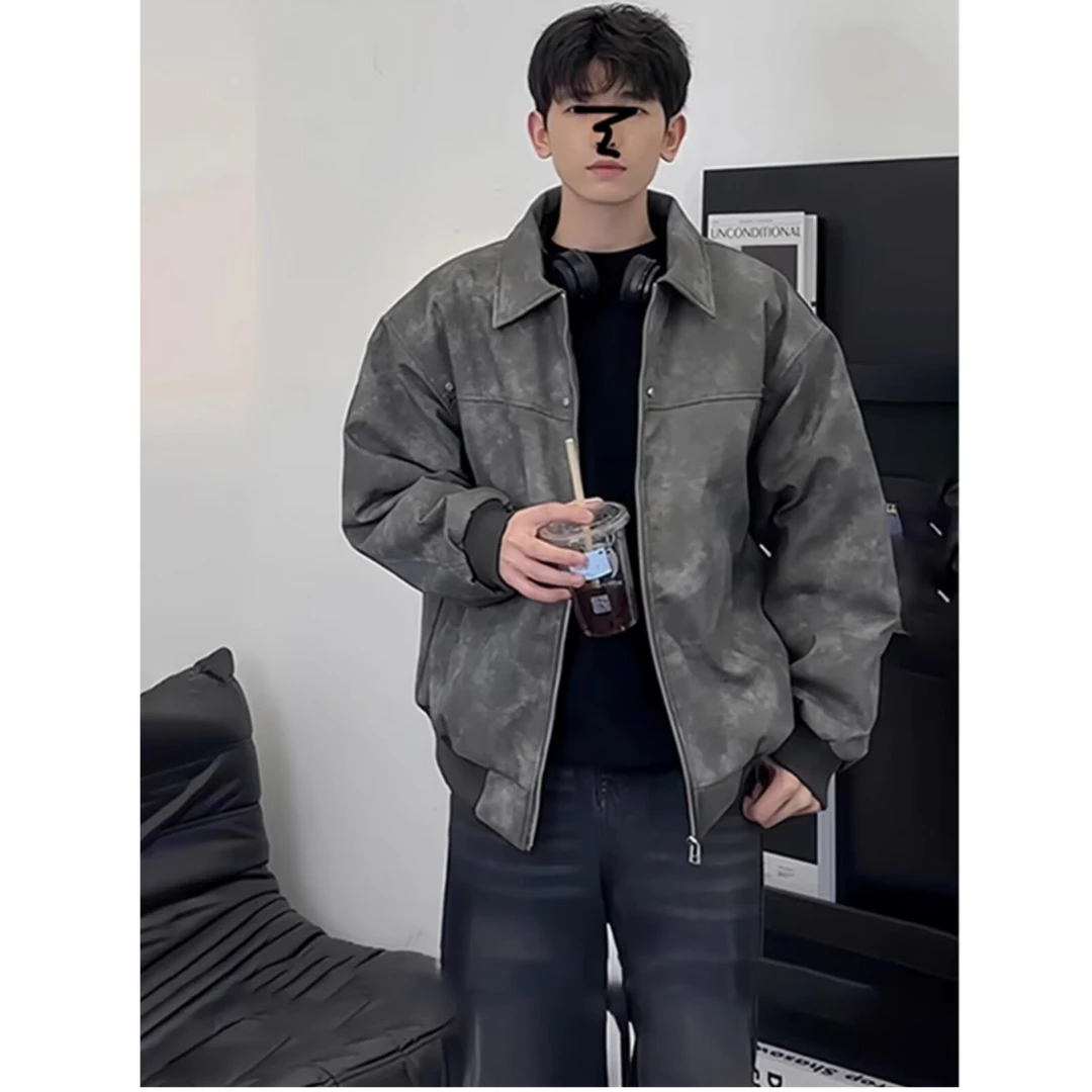 秋冬季新款夹克外套男休闲宽松韩版潮流百搭复古简约痞帅时尚上衣