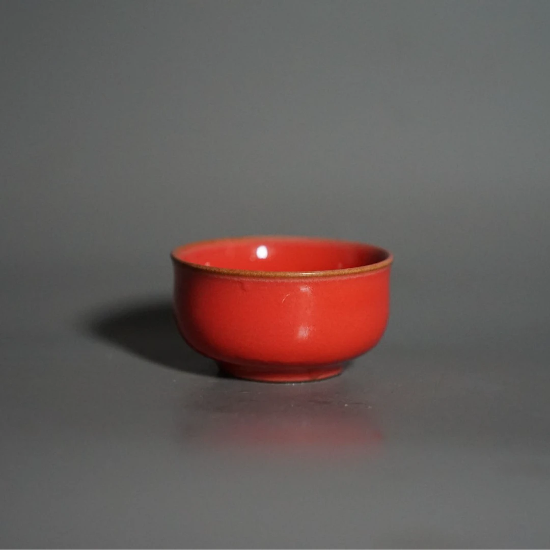 未名窑手绘宫墙红普洱杯80ml景德镇陶瓷茶杯主人杯家用新款高端