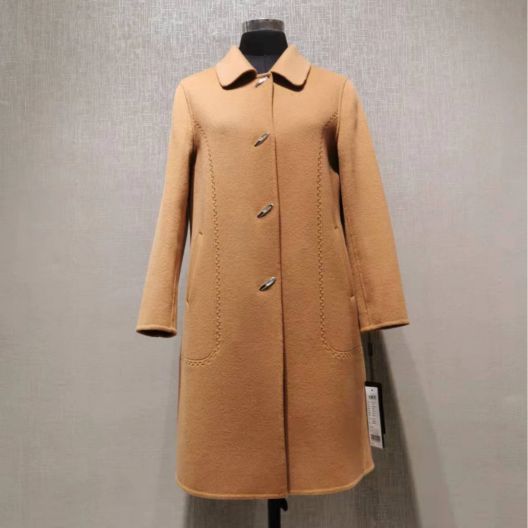 姚领IDR冬季绵羊毛毛呢长款大衣外套961M40633