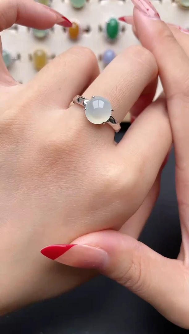 【闪购商品】翡翠戒指银S925镶嵌一物一证一礼盒