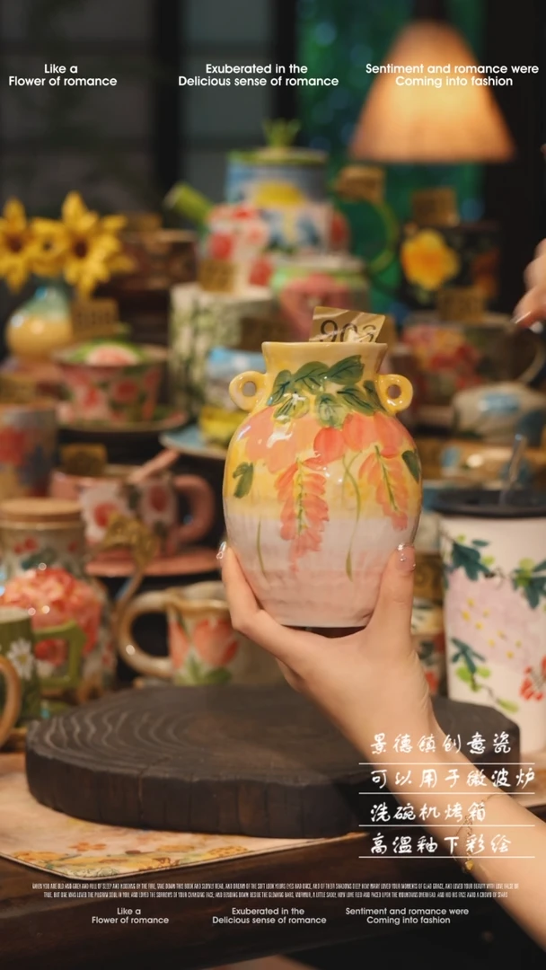 陶瓷景德镇高温釉下彩绘设计师款式